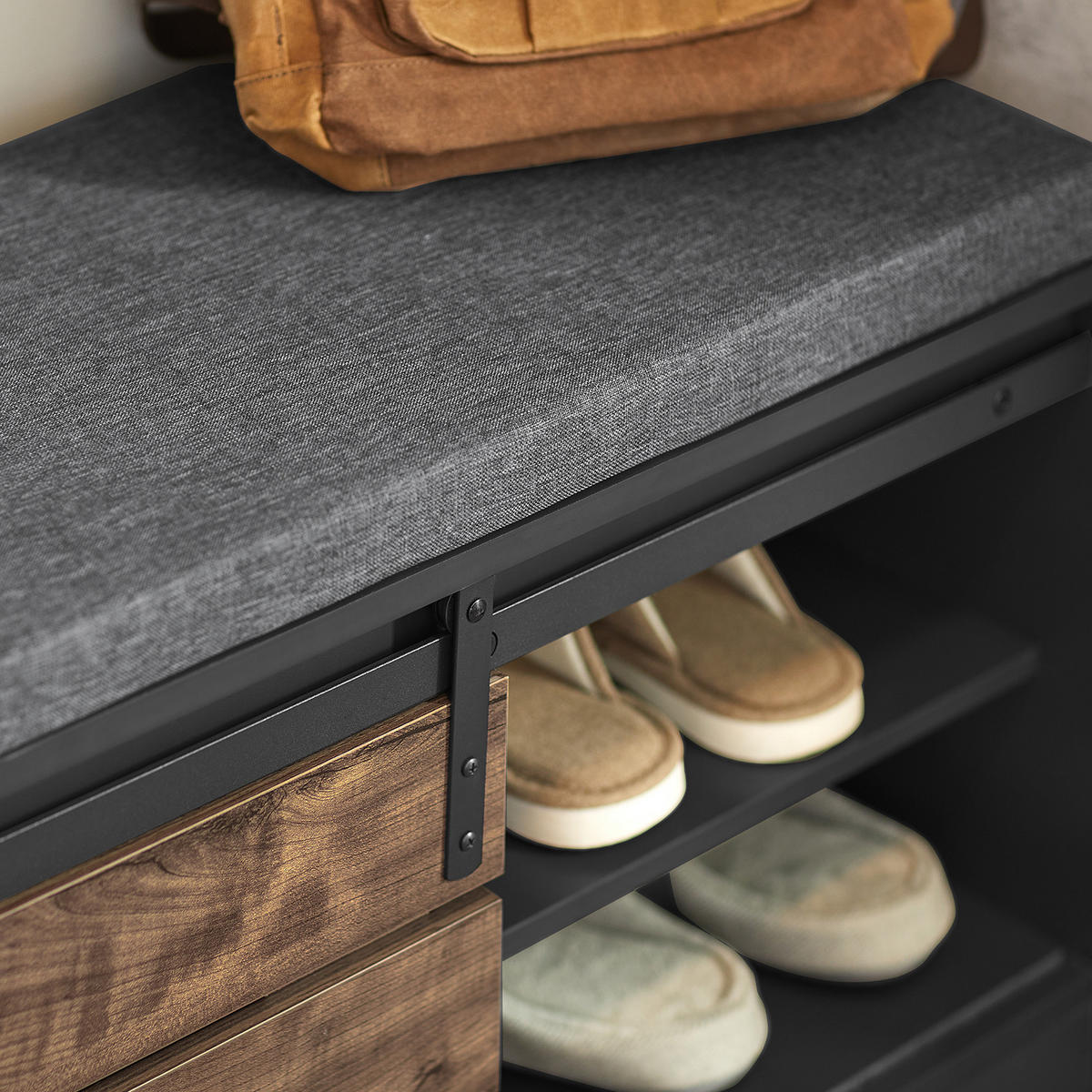 SCHUHBANK Grau - Grau, Holzwerkstoff (80/48/35cm) - SoBuy