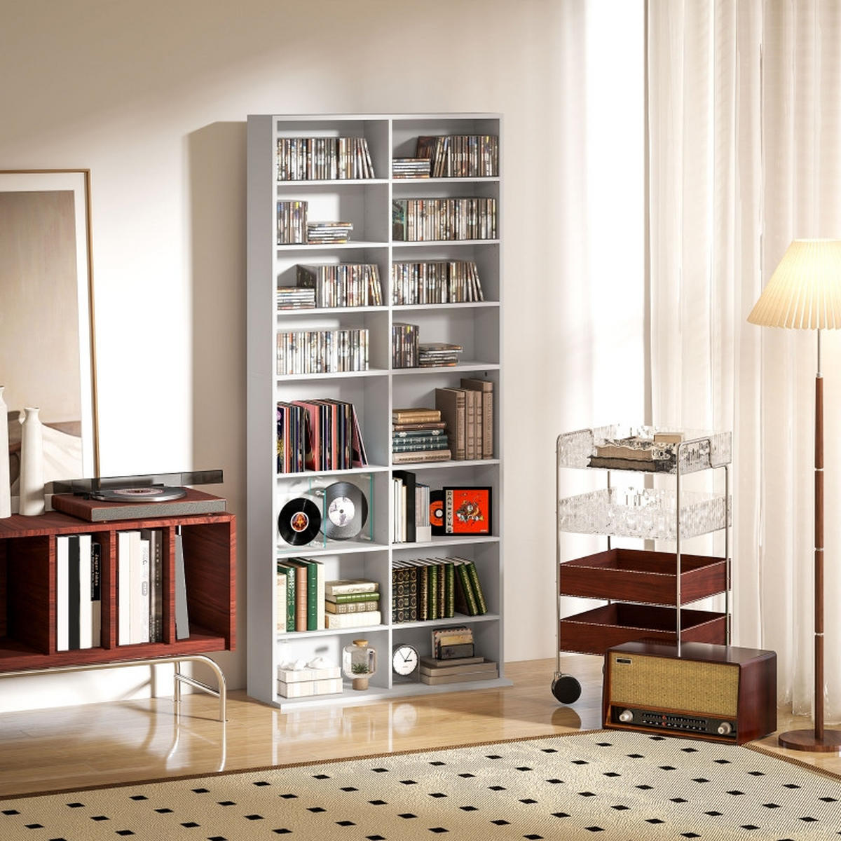 SIDEBOARD Weiß für bis zu 640 CDs,360 DVDs oder 430 Blu-rays - Weiß, Holzwerkstoff/Metall (78.5/175/24cm) - EVRYAE