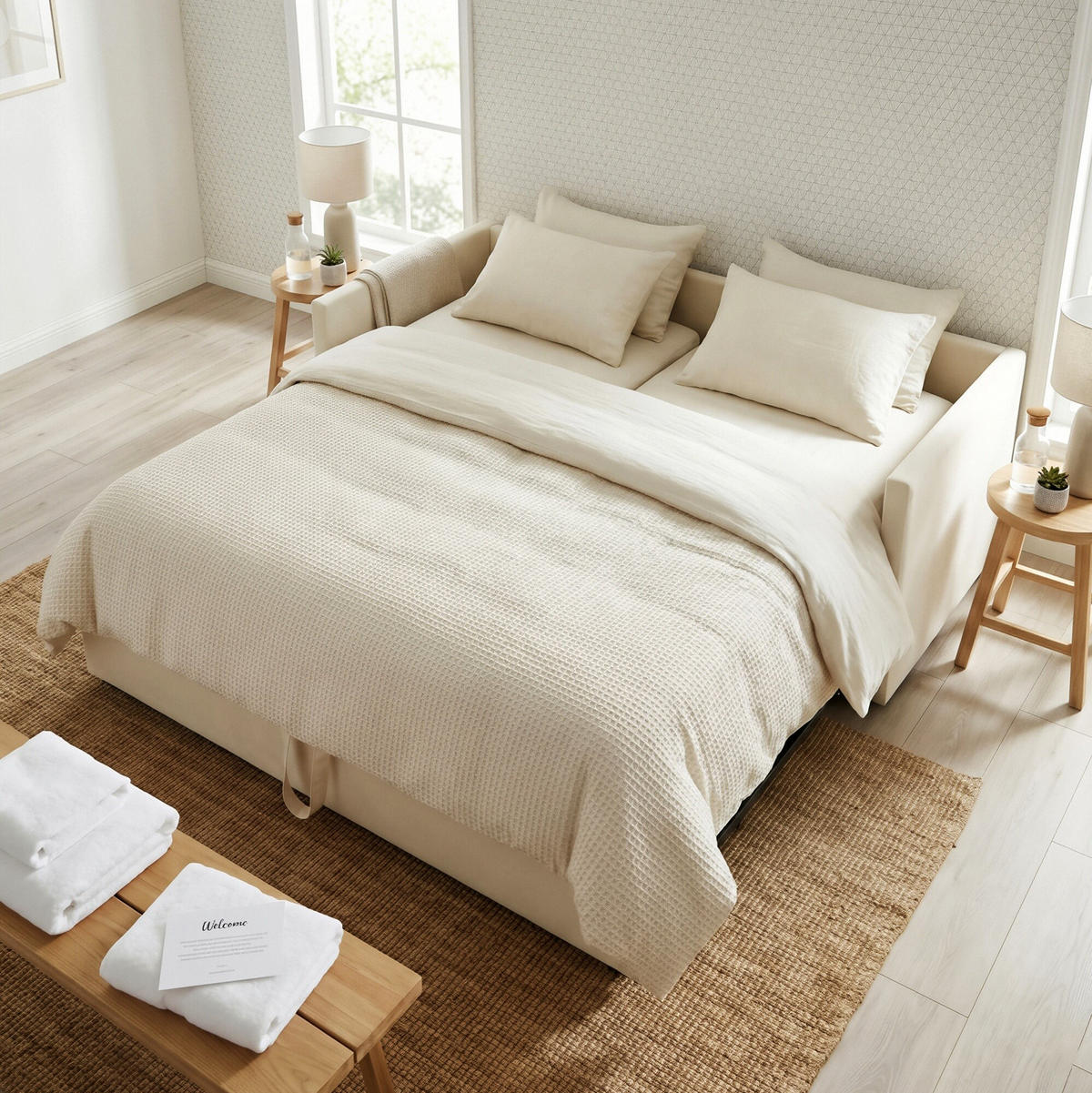 POLSTERBETT Tagesbett 90/200 cm ausziehbar auf 180/200 cm Samtoptik Beige - Beige, Textil (180/200cm) - Creahappy