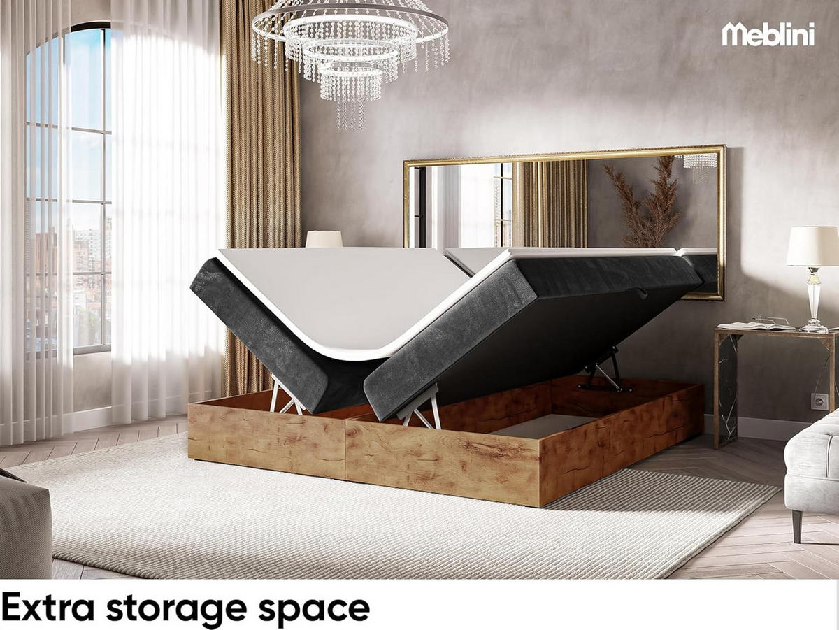 BOXSPRINGBETT LOFTY BOX - Schwarz, Holzwerkstoff (120/220cm) - Meblini