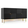 SIDEBOARD mit 2 Türen & 3 Schubladen, Schwarz & Holzoptik, 120 x 40 x 80 cm - Schwarz, Holzwerkstoff/Metall (160/82/40cm) - Urban Meuble