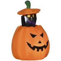 HALLOWEEN AUFBLASBARER KÜRBIS, Orange, Polyester-Gewebe - Orange, Kunststoff (64/115/76cm) - Outsunny