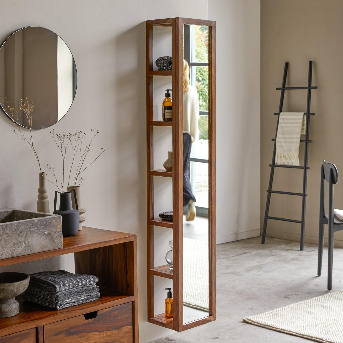 HOCHSCHRANK Twig Braun aus Palisander - Braun, Holz (30/170/25cm) - Tikamoon