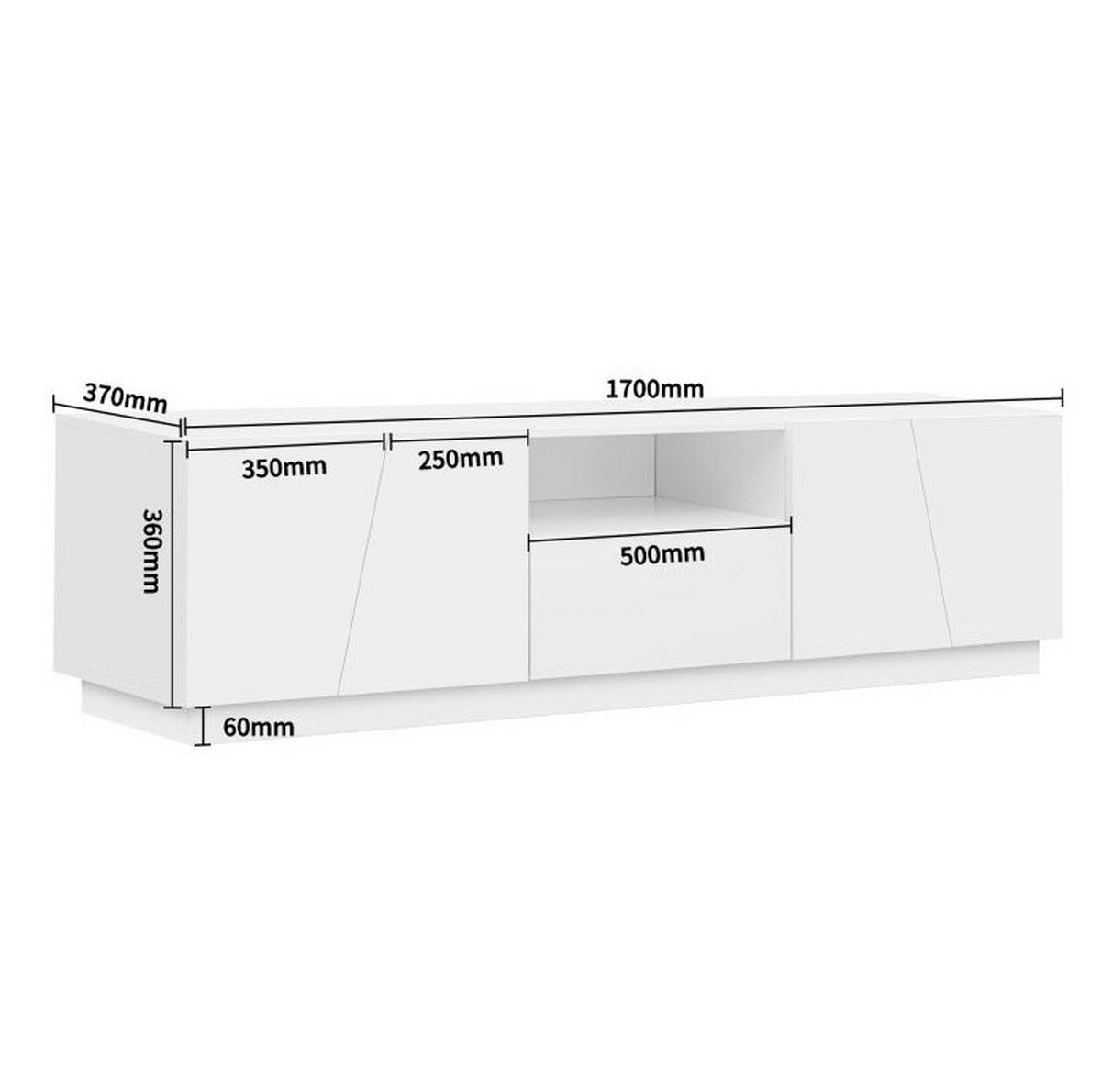 LOWBOARD 170/42/37 cm Weiß aus MDF mit 4 Türen und offenen Fächern - Weiß, Holzwerkstoff (37/42/170cm) - OKMYHOME