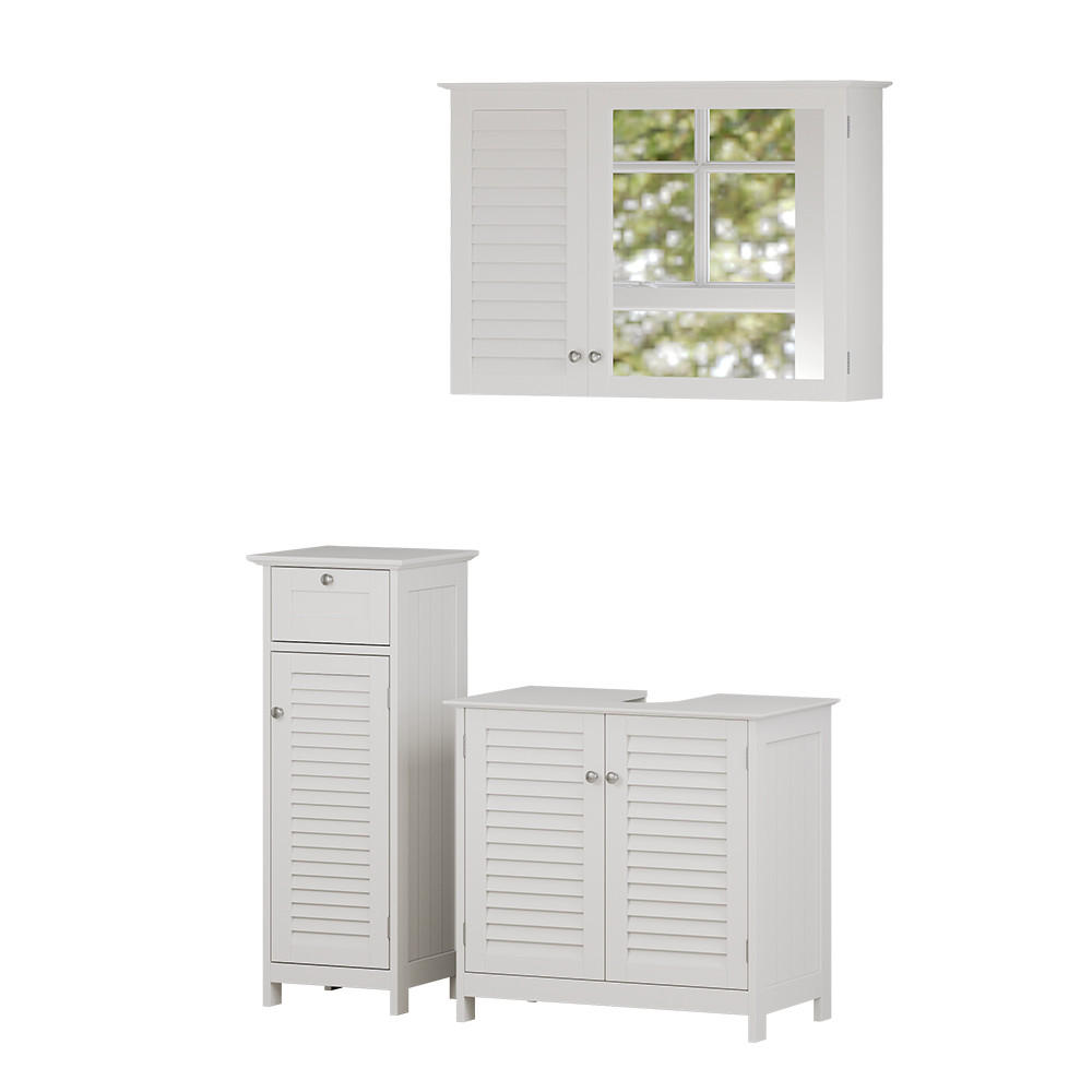 BADMÖBEL-SET Riad Weiß 3 Teile, Option 4 - Weiß, Holzwerkstoff (60/58/35cm) - Vicco