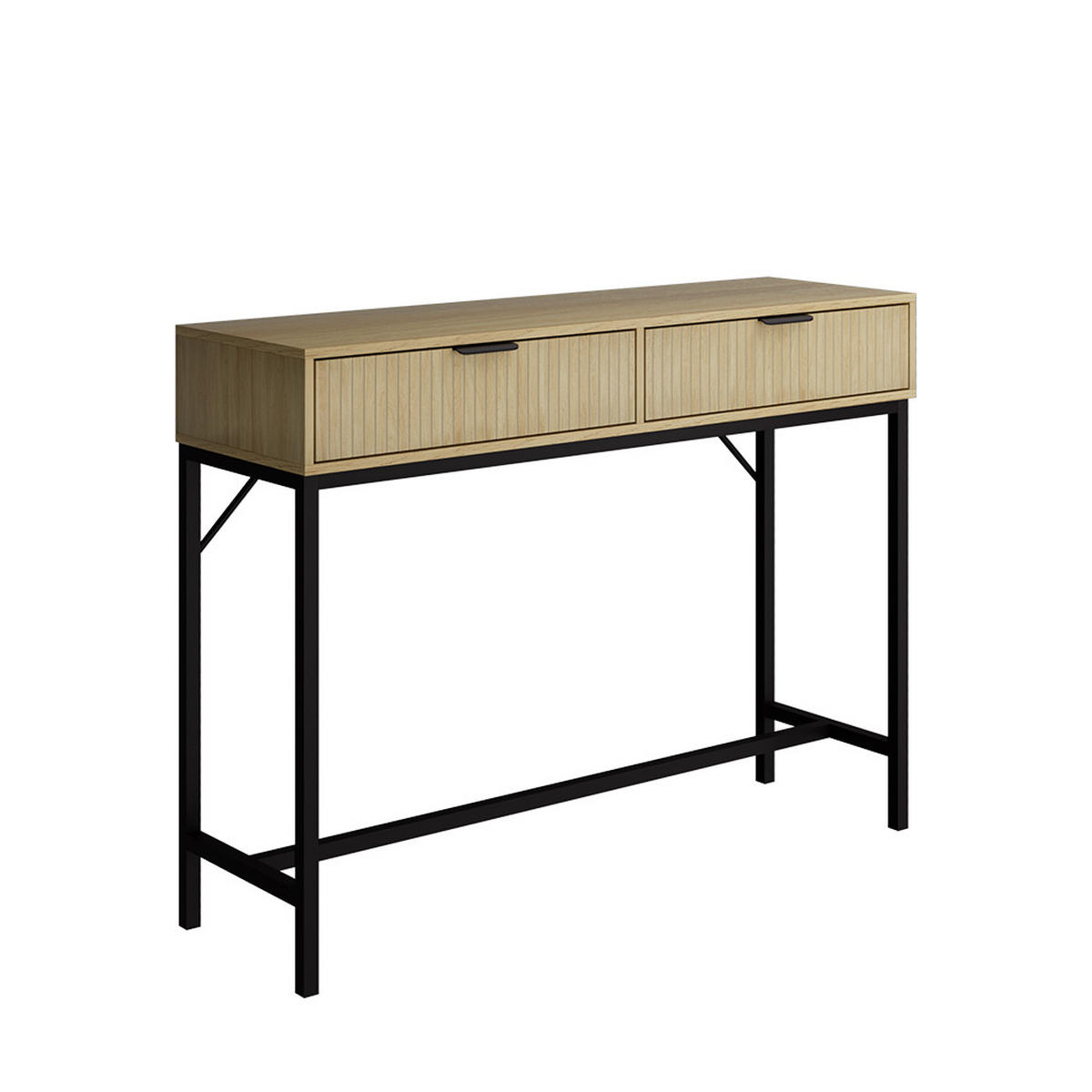 KONSOLENTISCH Lennox Eiche 100 x 75 cm mit 2 Schubladen - Eichefarben/Schwarz, Holzwerkstoff (30/100/75cm) - Vicco