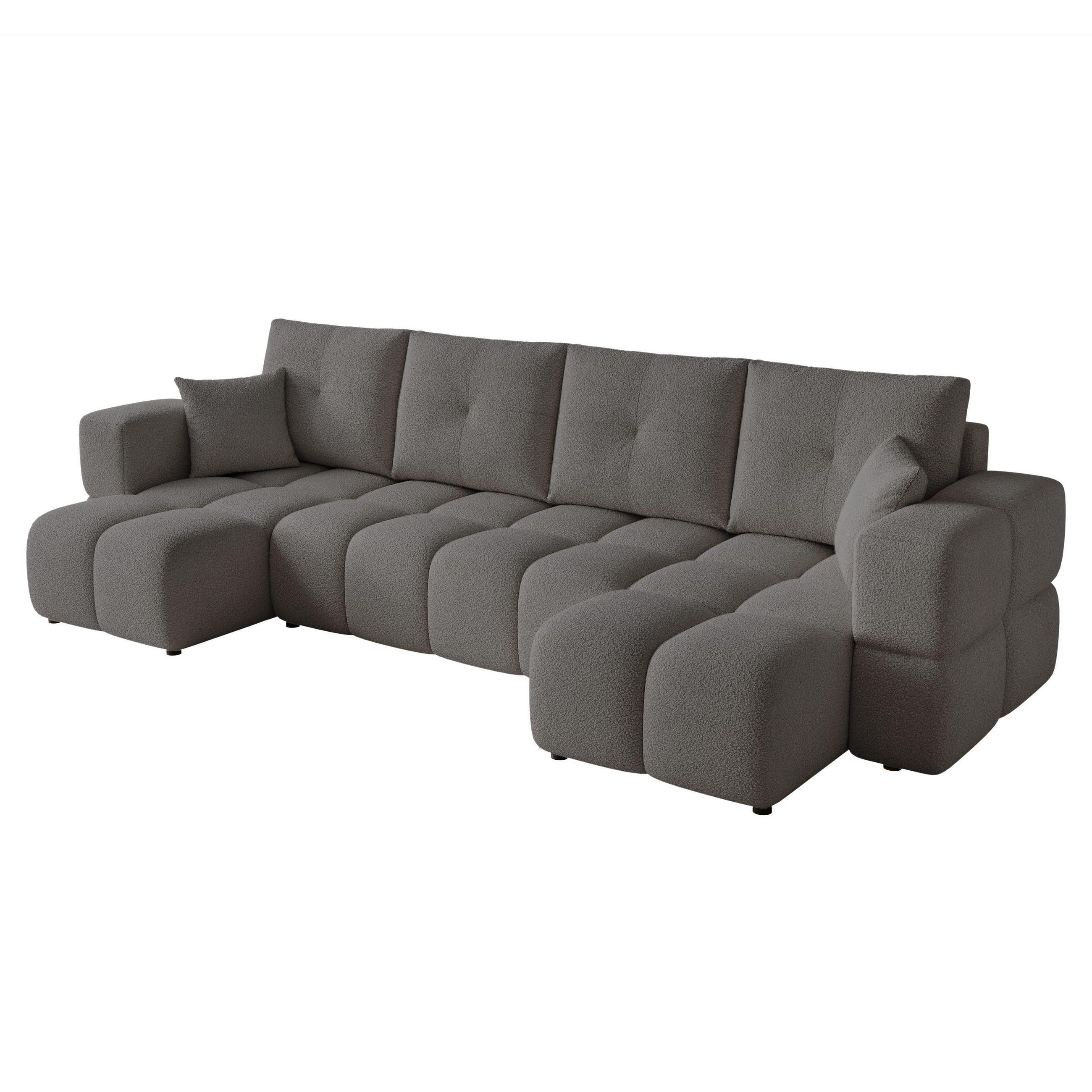 WOHNLANDSCHAFT BUENO mit Schlaffunktion und Bettkasten Dunkelgrau - Dunkelgrau, Holzwerkstoff/Kunststoff (318/148cm) - Idohome