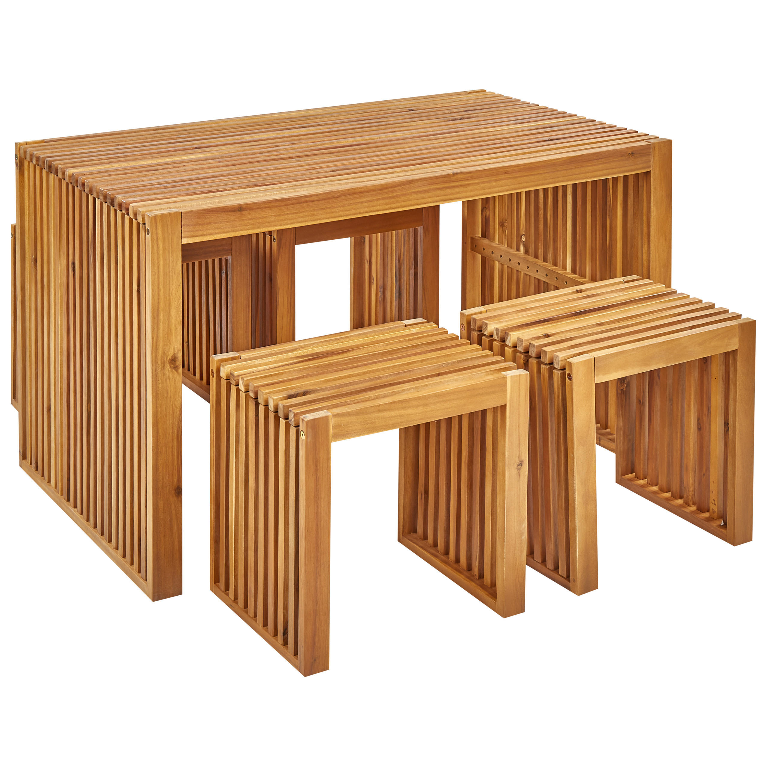 GARTENMÖBEL SET 4-Sitzer Akazienholz hellbraun 5-teilig Bellano - Hellbraun, Holz - Beliani