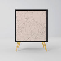 SIDEBOARD CERAMIC TEXTURE, Schwarz, 57,5x42x75,5 cm, Goldfarbene Metallfüße - Goldfarben/Multicolor, Holzwerkstoff/Metall (57.5/75.5/42cm) - SpaceRebels