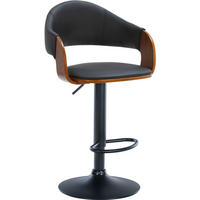 BARHOCKER Lederlook walnuss/schwarz - Schwarz, Textil/Metall (50/89/49cm) - CLP