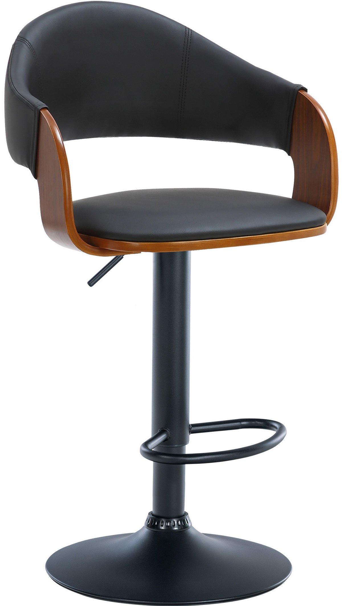 BARHOCKER Lederlook walnuss/schwarz - Schwarz, Textil/Metall (50/89/49cm) - CLP