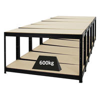 WERKBANK Dino 5er-Set mit 5x höhenverstellbar 90x160x60 cm Traglast 600 kg Schwarz - Schwarz, Metall (800/90/60cm) - PROREGAL
