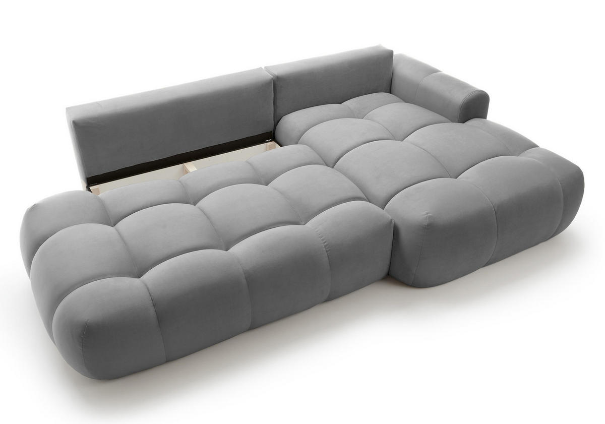 ECKSOFA Ombo Grau Velours 280 cm - Schwarz/Grau, Kunststoff/Textil (284/167cm) - Selsey