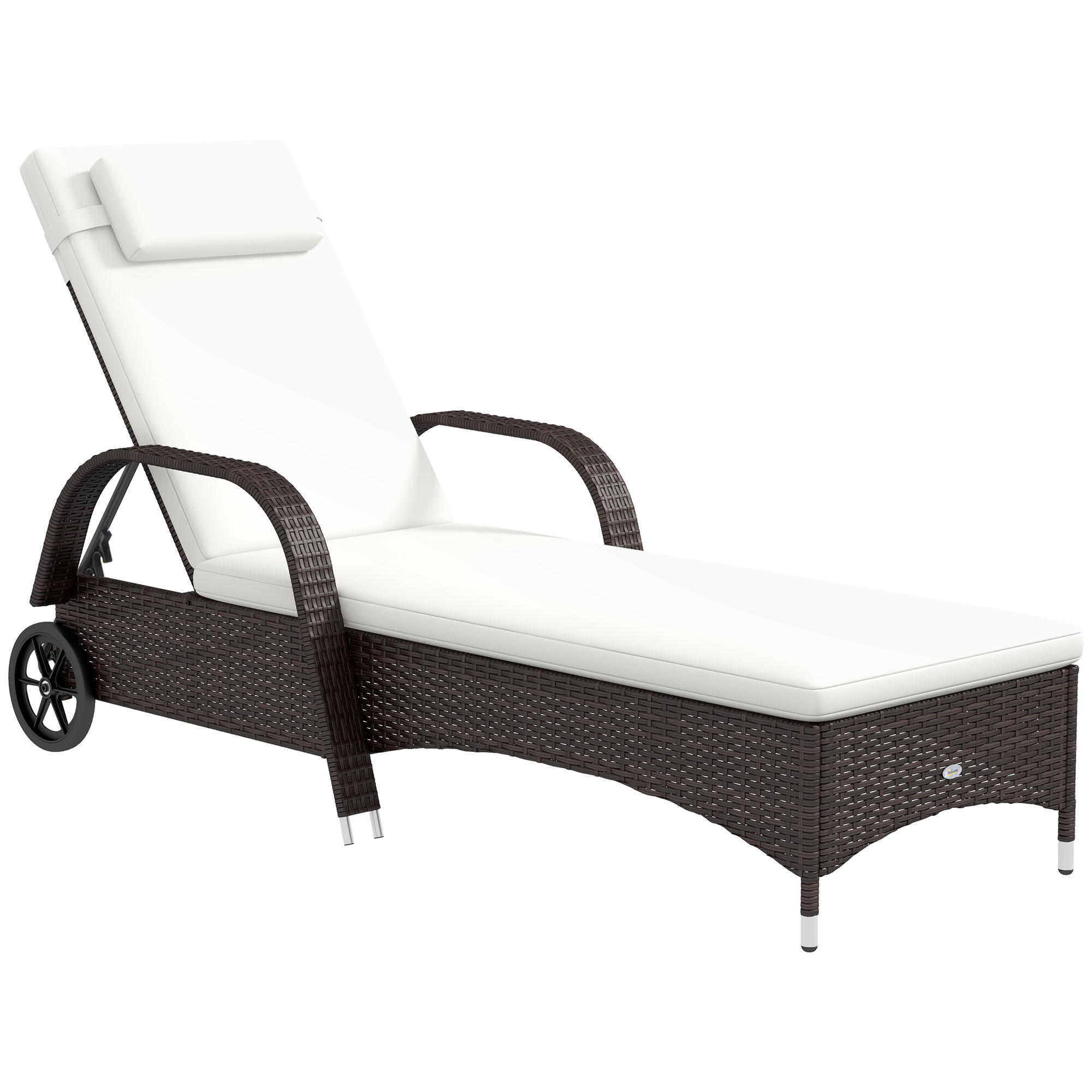 SONNENLIEGE, Polyrattan+Metall, Schwarz - Multicolor, Kunststoff (73/103/200cm) - Outsunny