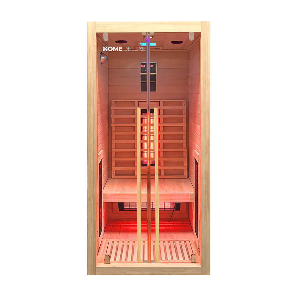INFRAROTKABINE SONORA S - 90 x 90 cm für 1 Person - Naturfarben, Holz (90/190/90cm) - Home Deluxe
