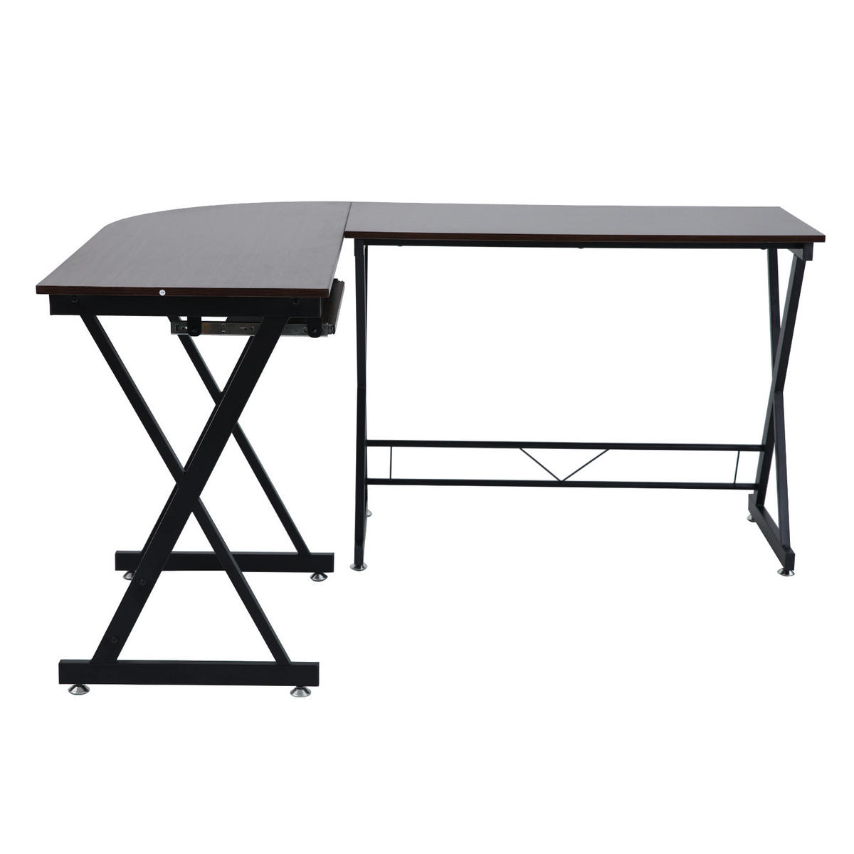 ECKSCHREIBTISCH ECKHART Nussbaum-Optik - Braun, Metall (150/50/75cm) - SVITA