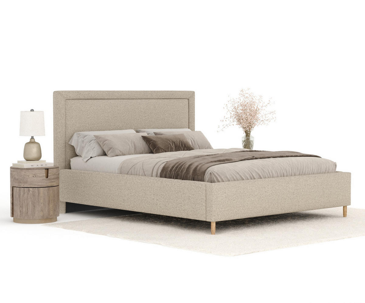 POLSTERBETT Ordina Beige 120/200 cm im Webstoff - Beige/Naturfarben, Holz/Holzwerkstoff (120/200cm) - Maison de Reve
