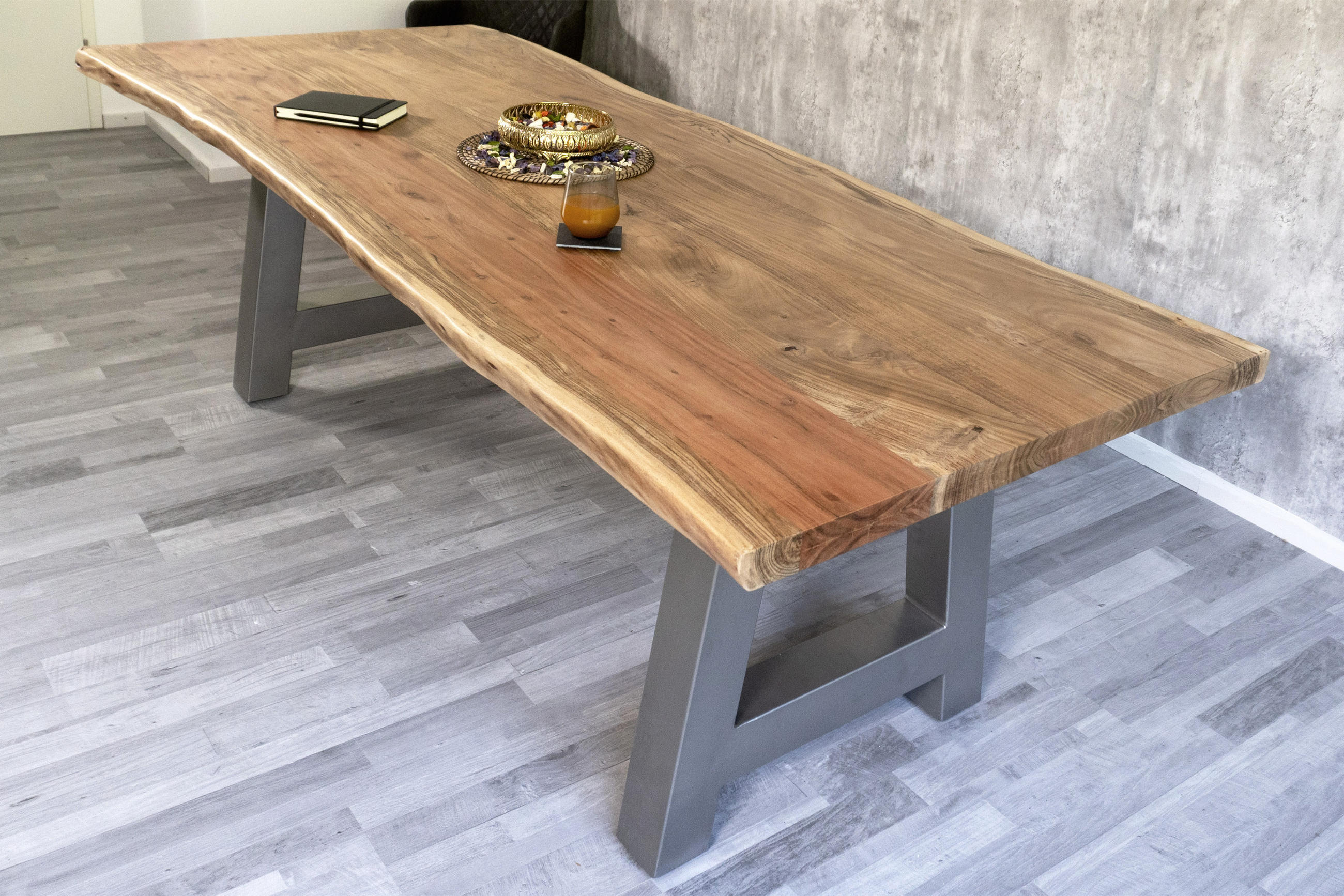 Thumbnail - SAM Esstisch, Beige, Holz, Echtholz,Akazie, Rechteckig,Quadratisch, A-Form, 280x77x100 cm, Esszimmer, Tische, Esstische