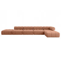 ECKSOFA modulares Sofa Kerru-L3 - 475x190x70 cm Apricot Velours - Koralle, Holzwerkstoff/Textil (475/190cm) - ALTDECOR