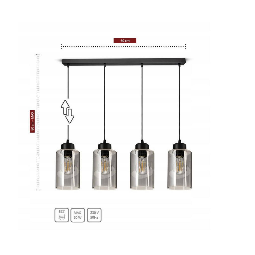 Thumbnail - kiki design Pendelleuchte, Schwarz, Transparent, Metall, Glas, 60x80x10 cm, Lampen & Leuchten, Innenbeleuchtung, Hängela...