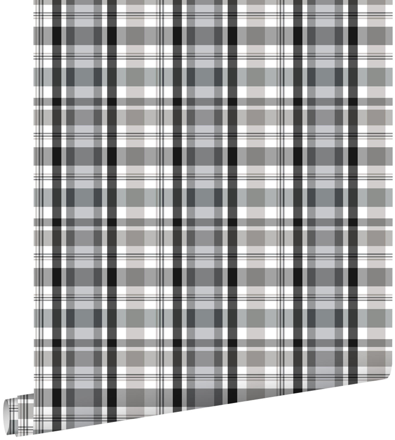 TAPETE Karomuster 53 cm x 10.05 m - Schwarz, Papier (53/1000cm) - ESTAhome