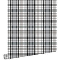 TAPETE Karomuster 53 cm x 10.05 m - Schwarz, Papier (53/1000cm) - ESTAhome