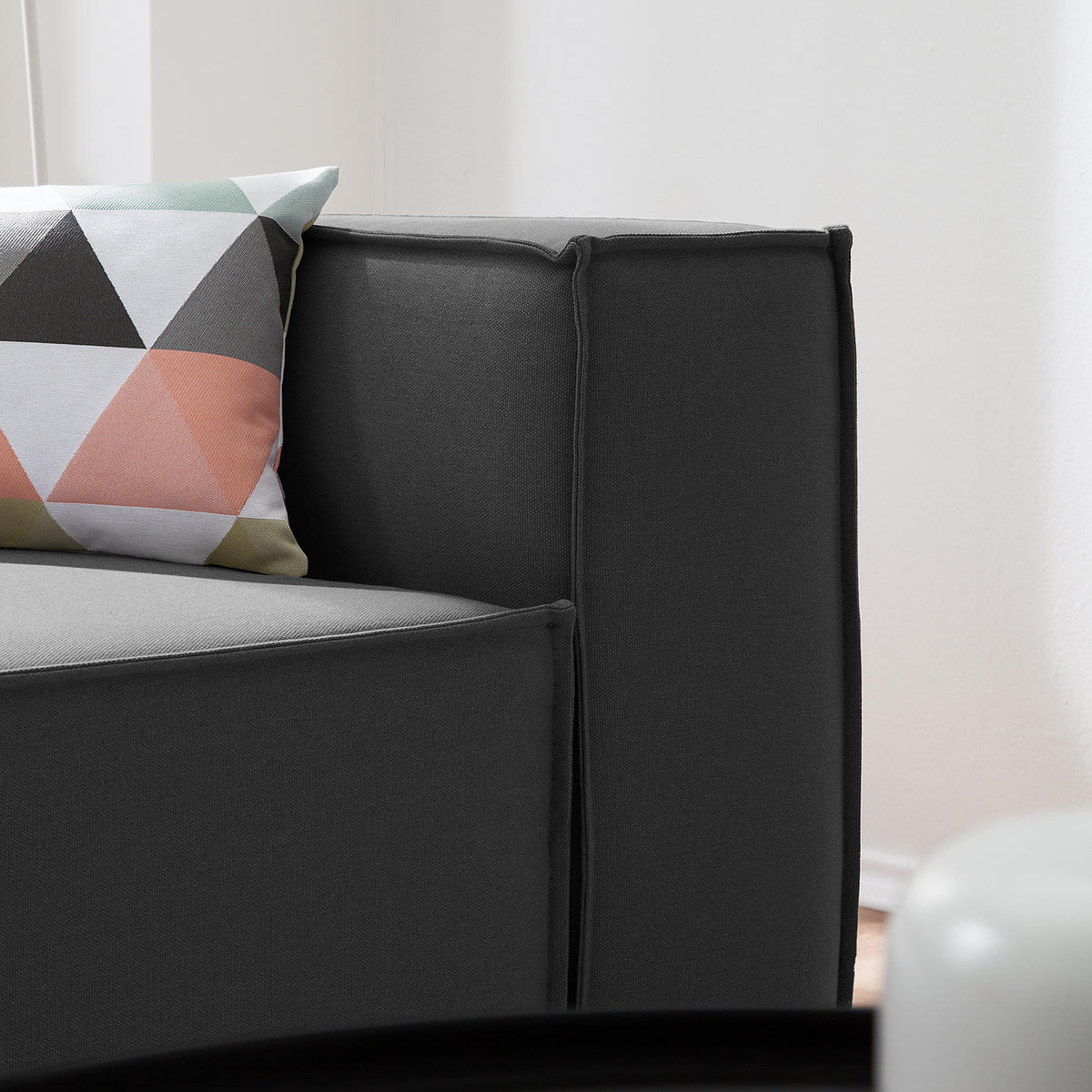 ECKSOFA mit Longchair - Anthrazit/Schwarz, Kunststoff/Textil (294/177cm) - home24