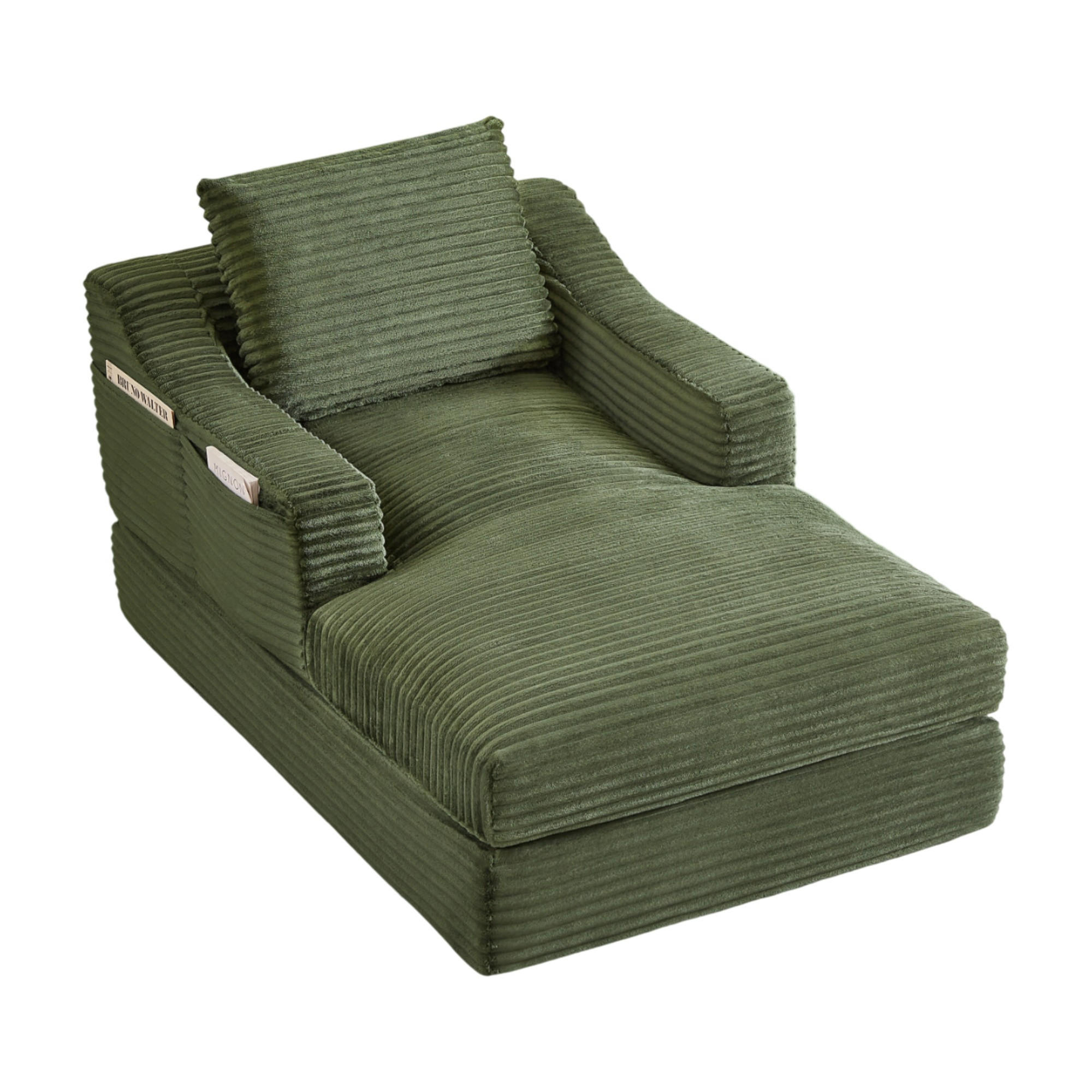 SCHLAFSOFA mit Doppel-Lagen-Design und Liegefunktion in Cord - Grün, Textil (100/68/162cm) - EVRYAE