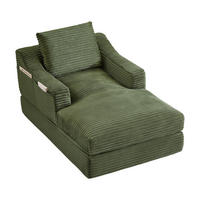 SCHLAFSOFA mit Doppel-Lagen-Design und Liegefunktion in Cord - Grün, Textil (100/68/162cm) - EVRYAE