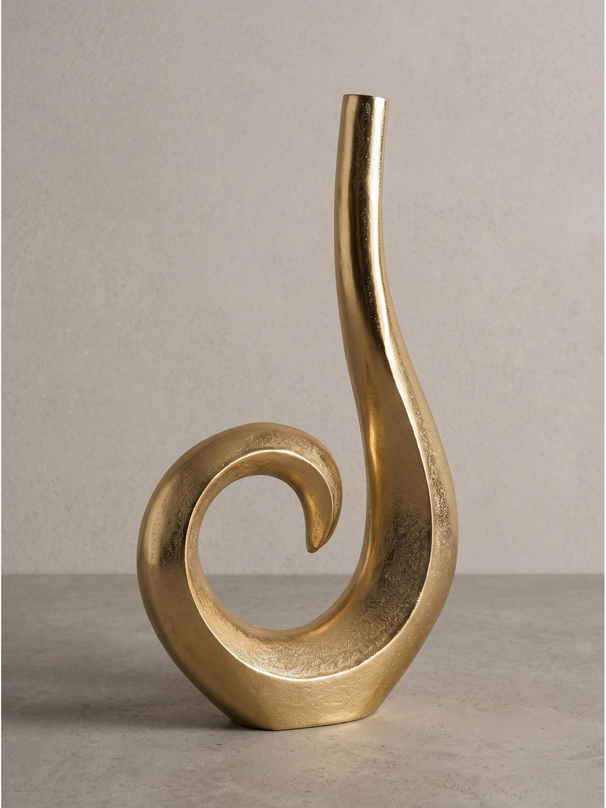 METALLVASE BAVENO, Aluminium, handgefertigt, Gold, 26 x 8 x 47 cm - Goldfarben, Metall (47cm) - KADIMA DESIGN