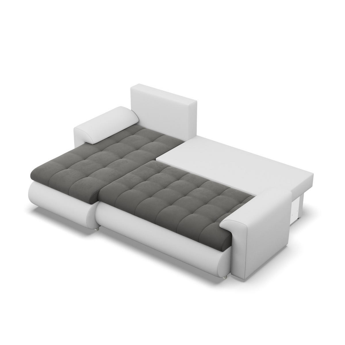 ECKSOFA LINKS MIT SCHLAFFUNKTION FORESTA, Dunkelgrau + Grau - Dunkelgrau/Hellgrau, Textil (230/159cm) - Mebligo