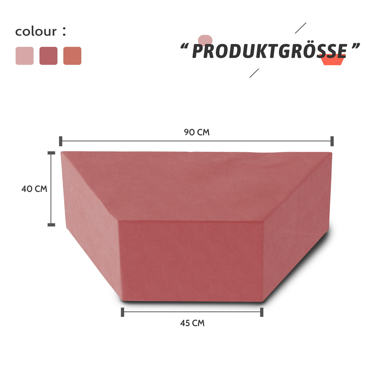 HOCKER Cord Trapez Rotbraun 3er-set - Rotbraun, Textil (45/40/90cm) - Vercart