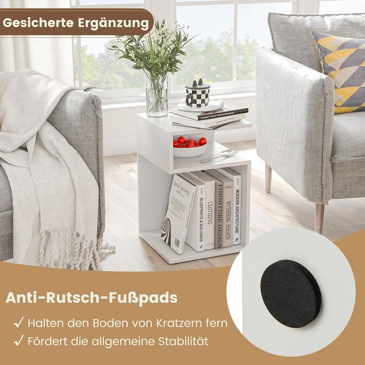 BEISTELLTISCH 50cm Wei& - Weiß, Holz (33/33/50cm) - COSTWAY