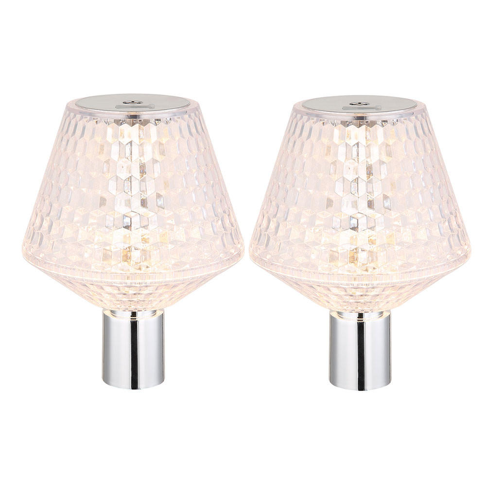 2X LED TISCHLEUCHTE Kristalloptik Klar - Klar, Kunststoff (12/12/15.5cm) - Globo Lighting