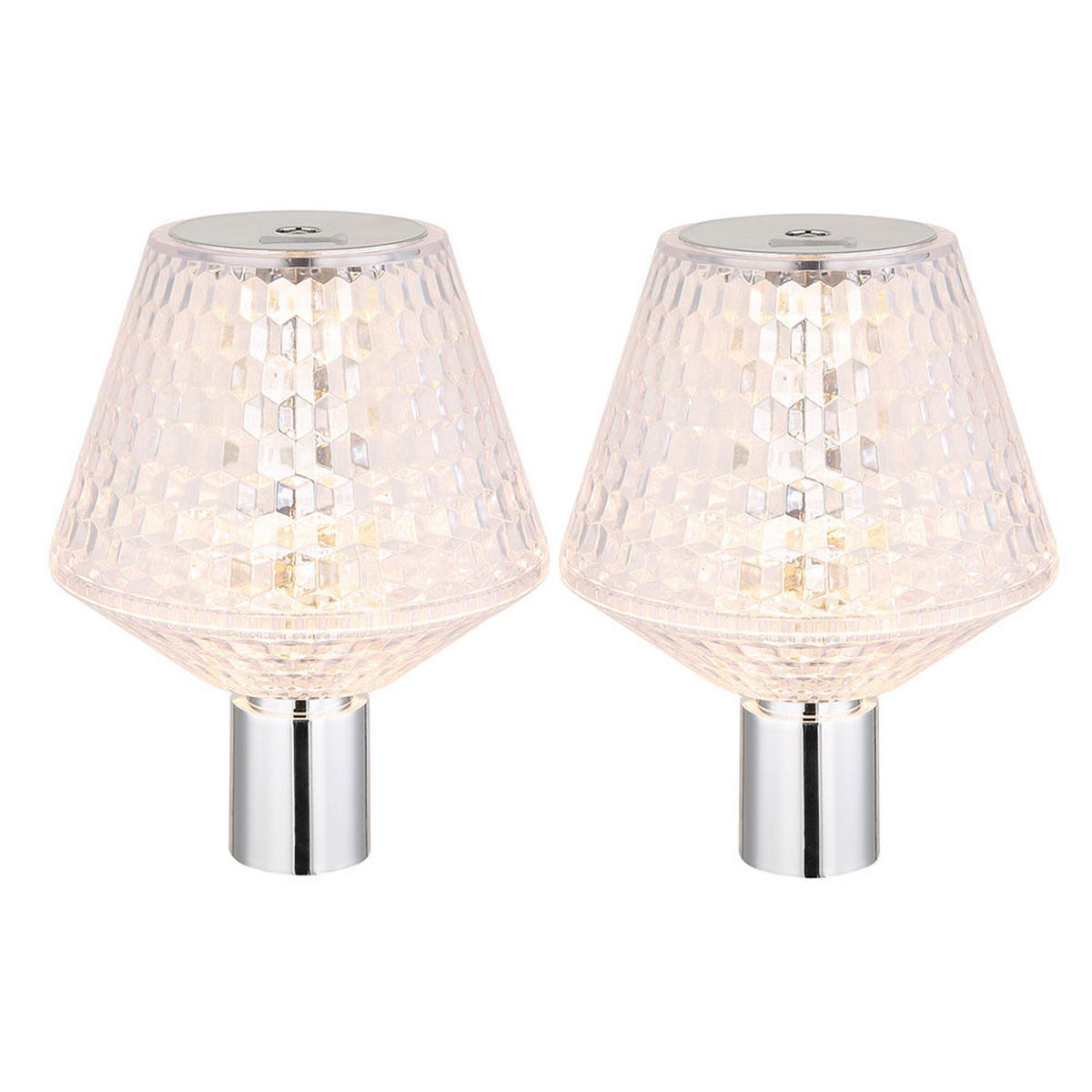 2X LED TISCHLEUCHTE Kristalloptik Klar - Klar, Kunststoff (12/12/15.5cm) - Globo Lighting