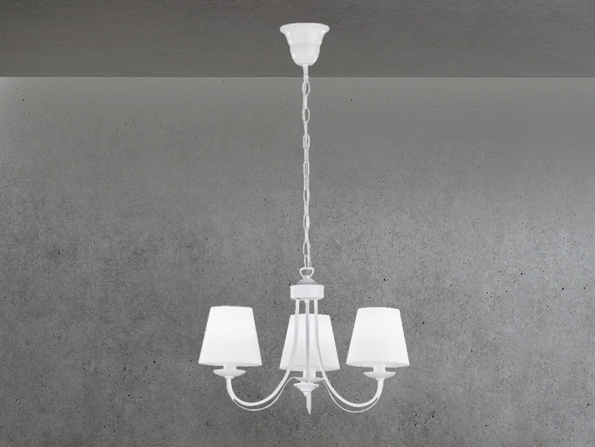LED-KRONLEUCHTER Ø52cm, Lampenschirme Stoff Weiß - Weiß, Textil/Metall (52/52/150cm) - meineWunschleuchte