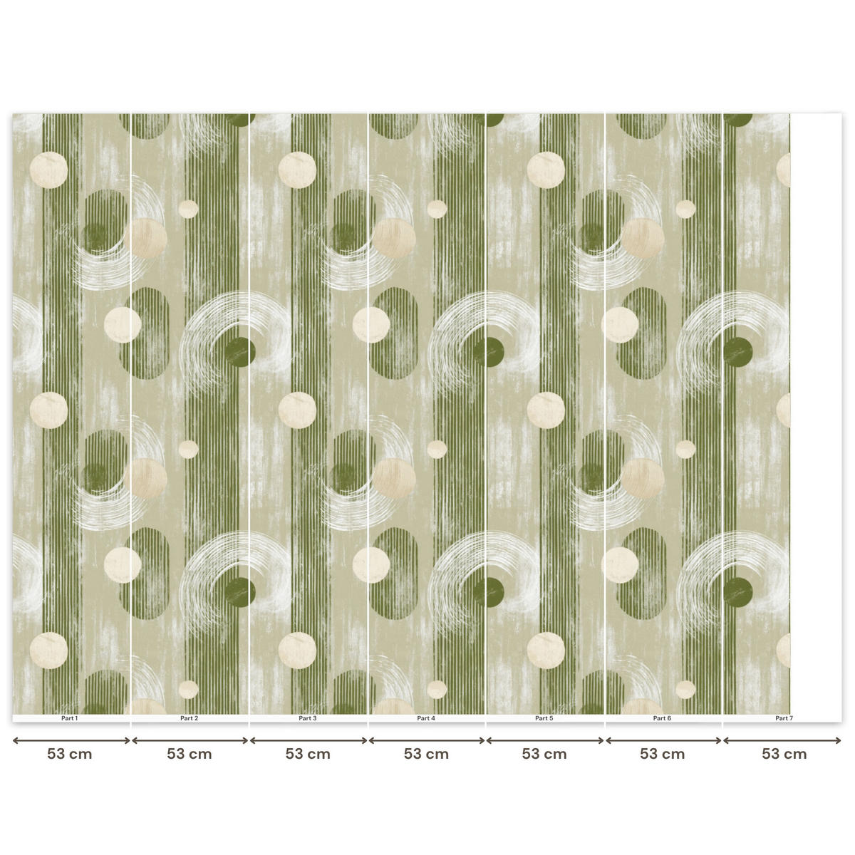 TAPETE - Künstlerisch - Modern - Grün - 350x280 cm - Olivgrün, Papier (350/280cm) - OnlyWow