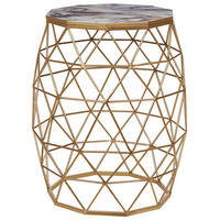 BEISTELLTISCH Marmor Optik weiß/gold Zehneck Halsey - Goldfarben, Holzwerkstoff (43/43/52cm) - Beliani