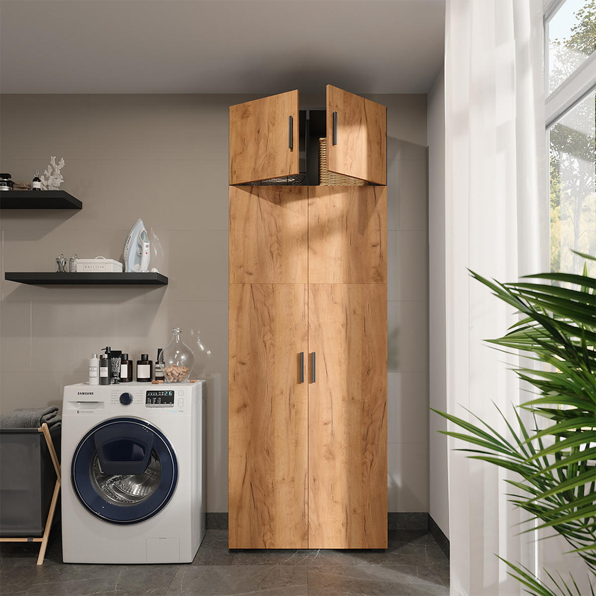 UNIVERZÁLNÍ SKŘÍŇ Ingo Antracit/zlatý dub - antracitová, kompozitní dřevo (80/223.8/37cm) - Vicco