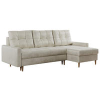 ECKSOFA Colin Velvet Beige - Beige/Braun, Holz/Textil (220/140cm) - MKS
