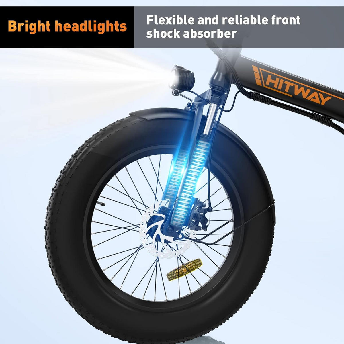 E-BIKE BK11M Klapprad 20 × 4,0 Zoll mit 48V15Ah Akku Max 45-100km - Orange, Metall (30cm) - HITWAY