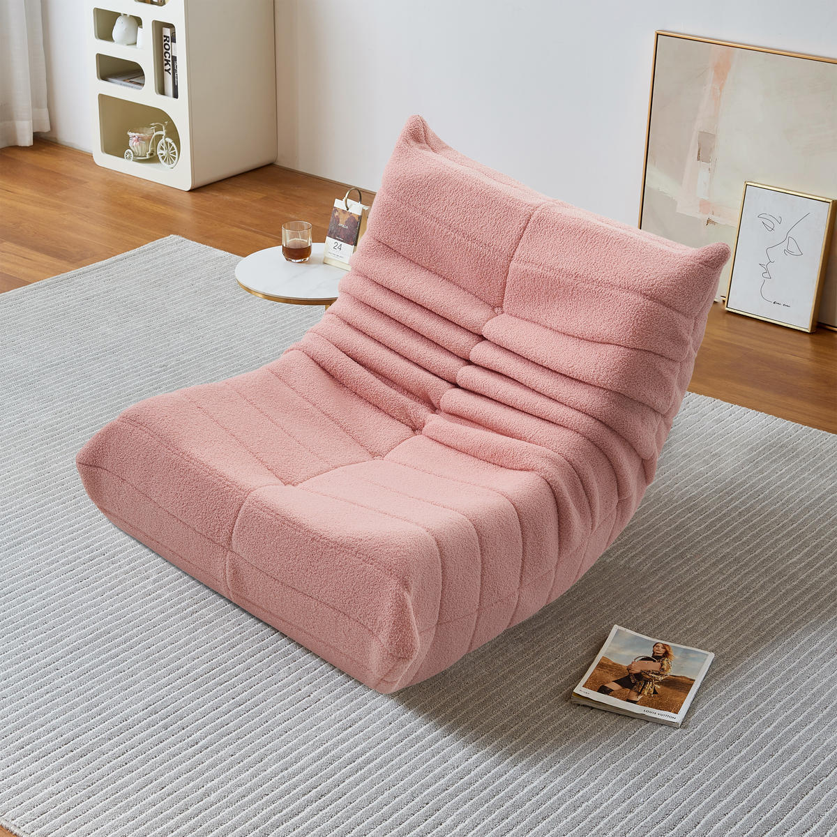 FERNSEH- & RELAXSESSEL Sofa Liegesofa für Wohnzimmer Beige - Rosa, Holz (91.44/60.45/101.5cm)