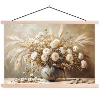 POSTER Blumen - Vase - Stilleben - Beige 120x80 cm - Creme, Textil (120/80/0.15cm) - MuchoWow