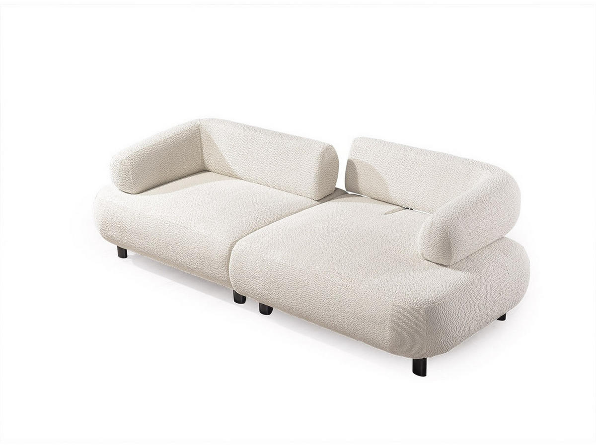SOFA Barcelona 3-Sitzer Webstoff Creme - Creme, Holz/Textil (230/79/110cm) - Villa Möbel