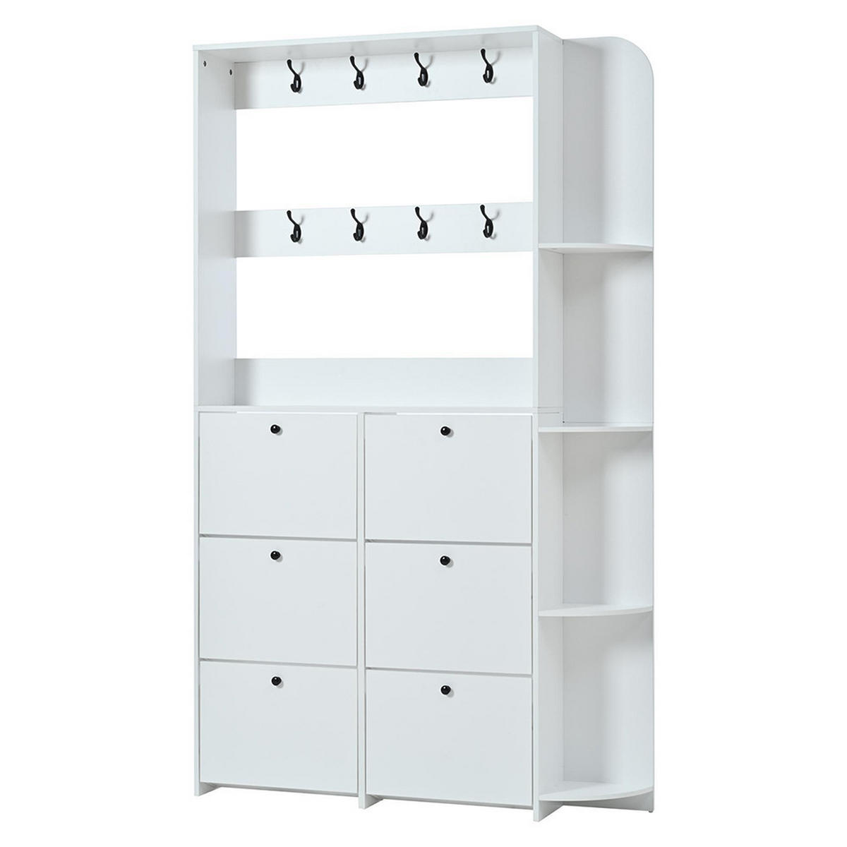 GARDEROBE in 120 x 24 x 200 cm,3-in-1 multifunktionaler Schuhschrank,Weiß - Weiß, Holzwerkstoff (24/200/120cm) - KOMHTOM