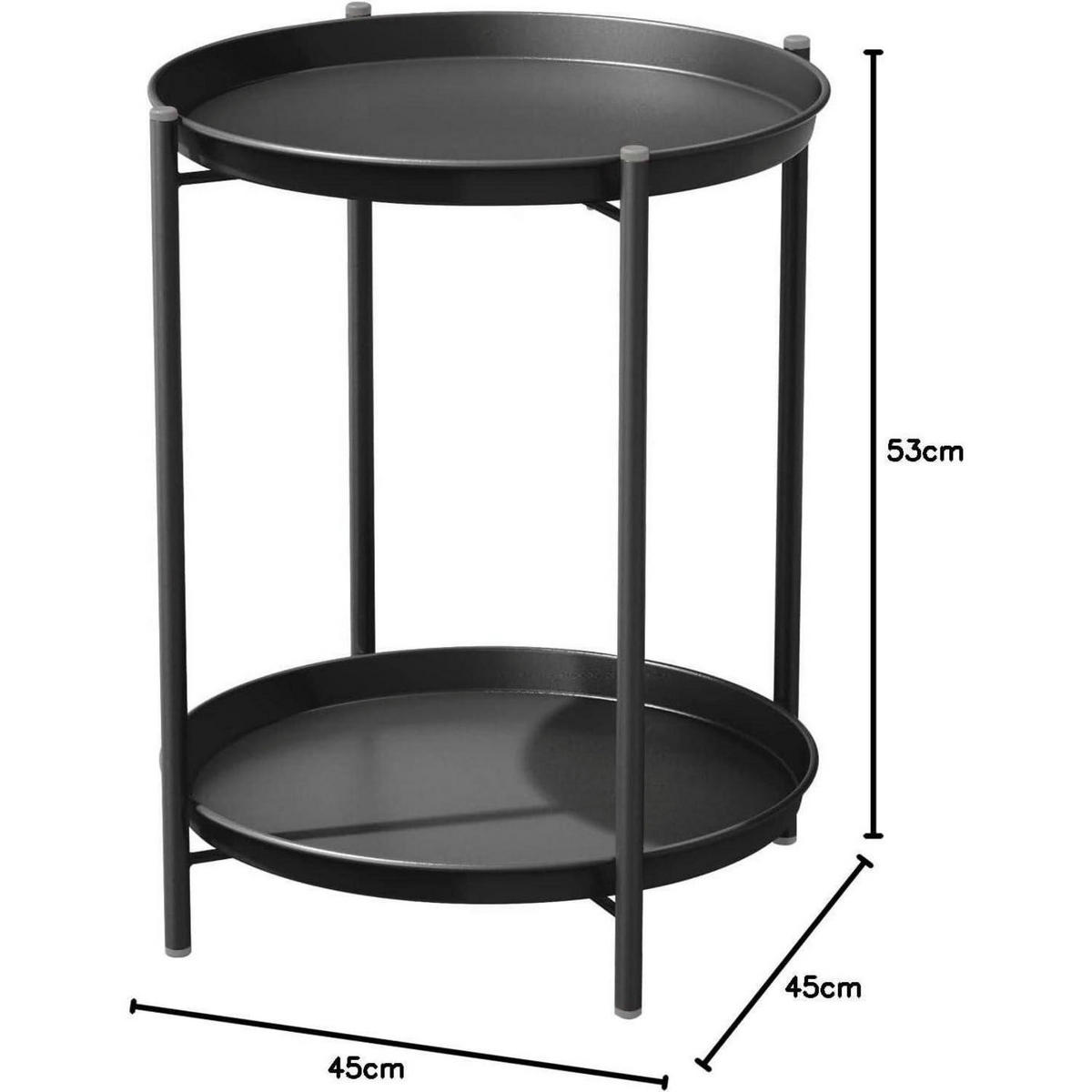 BEISTELLTISCH 2 Ebenen Metall Schwarz 45x45x53 cm - Schwarz, Metall (45/45/53cm)