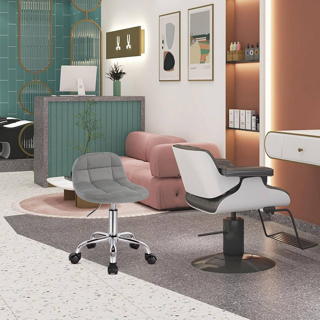 Thumbnail - Woltu Drehstuhl, Hellgrau, Textil, Drehkreuz, 43x56x43 cm, Arbeitszimmer, Bürostühle, Drehstühle