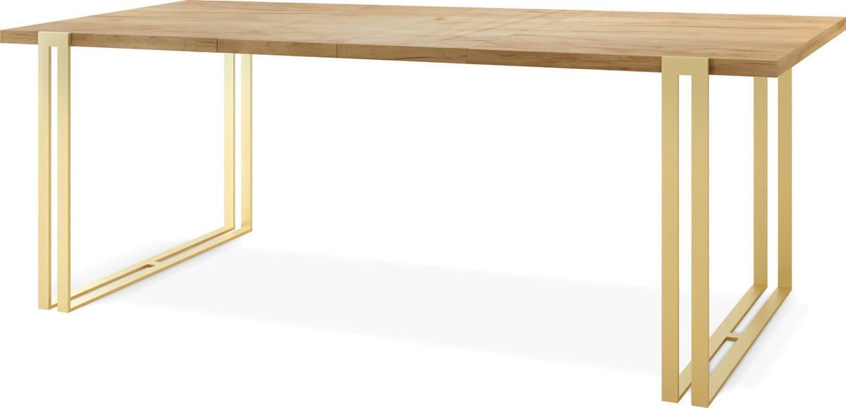 ESSTISCH Stella rechteckig ausziehbar, Craft Eiche 140-260/80/76 cm - Eiche Wotan/Goldfarben, Holzwerkstoff/Metall (80/240/76cm) - WFL GROUP