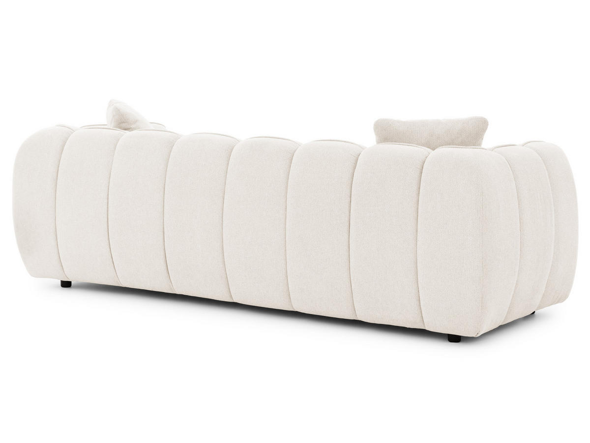 3-SITZER SOFA Nubira in tief gesteppter Bubble-Optik aus weichem Creme Strukturstoff im modernen Design - Creme/Schwarz, Holz/Kunststoff (228/69/89cm) - S-Style Möbel