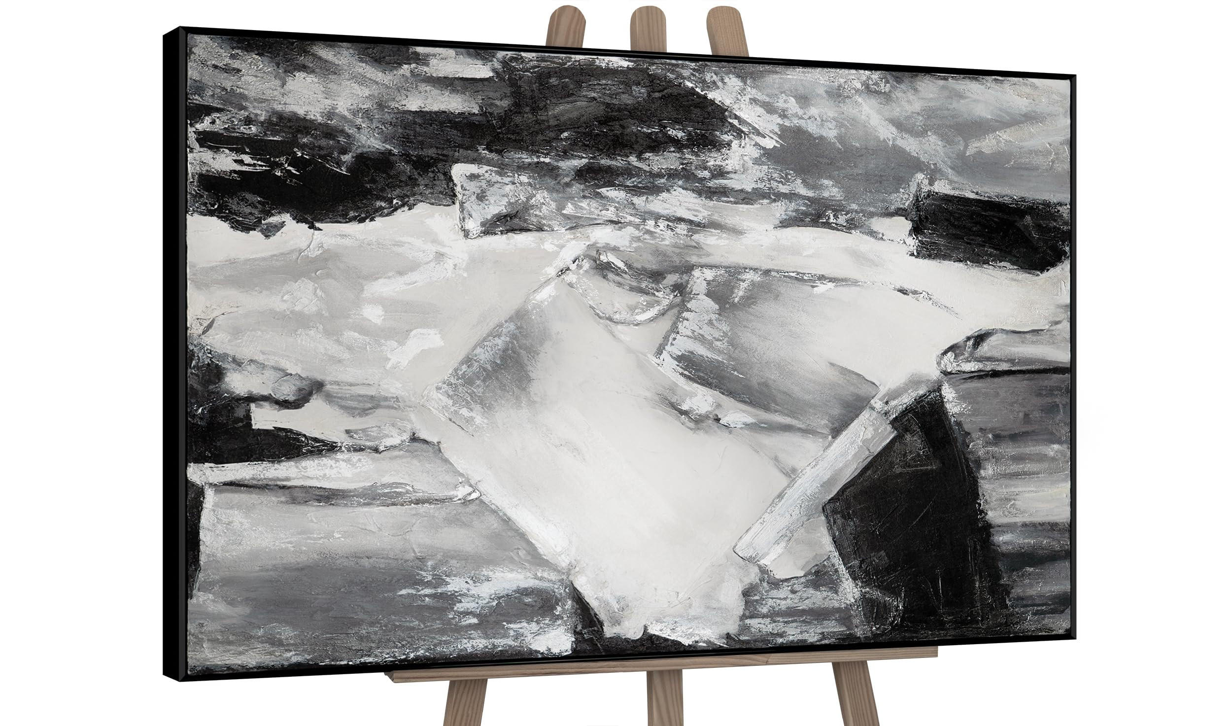 GEMÄLDE Kontrastreiche Reflexionen II Schattenfugenrahmen Schwarz 120x80 cm - Schwarz, Holz (120/80cm) - YS-art gallery